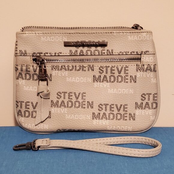 Steve Madden Grey Double Zipper Wristlet with Detachable Strap - Picture 5 of 5